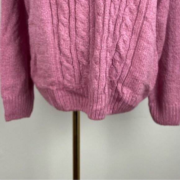 Pink Cable Knit Mock Neck Sweater CoastalGrandma Cottagecore Soft Girl Y2K Large - Picture 9 of 11
